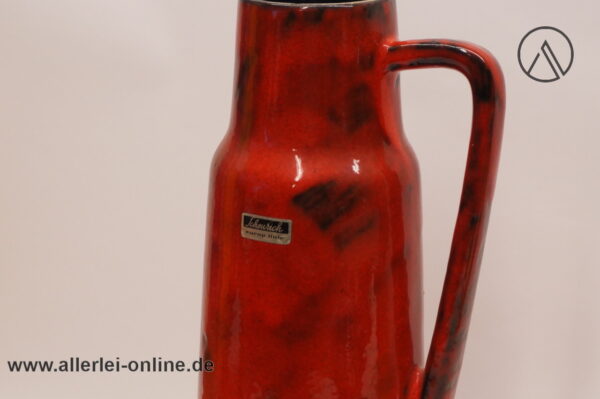 Scheurich Keramik Vase | Henkelvase 275-28 | Rot / Schwarz | Vintage Pop Art Pottery Keramikvase