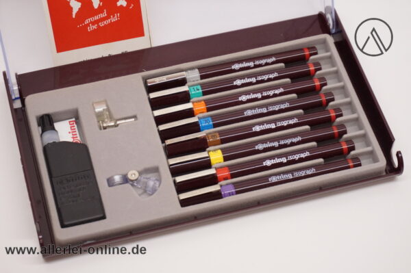 Vintage rOtring Isograph 8er Satz Tuschefüller-Set | Technical Pens Tusche Zeichner 151 903