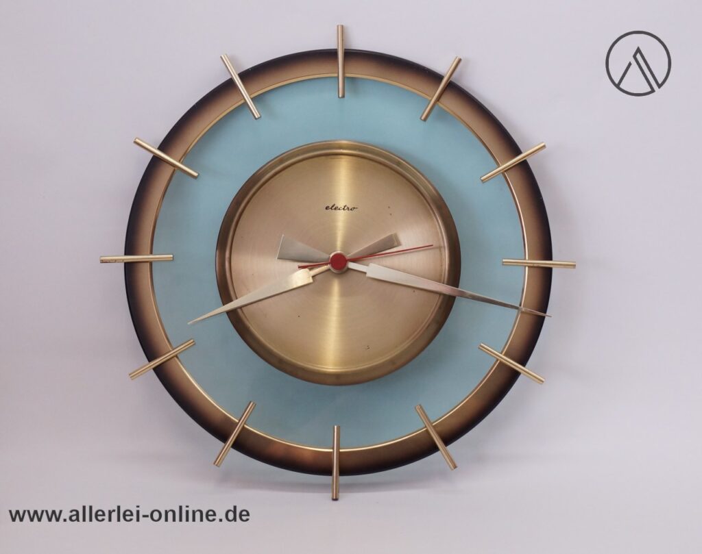 Glas Messing Uhr | Wanduhr | 50-60er Jahre Klassiker | Junghans Quarzwerk