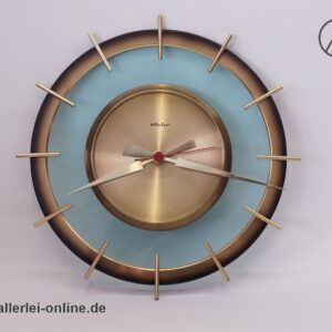 Glas Messing Uhr | Wanduhr | 50-60er Jahre Klassiker | Junghans Quarzwerk