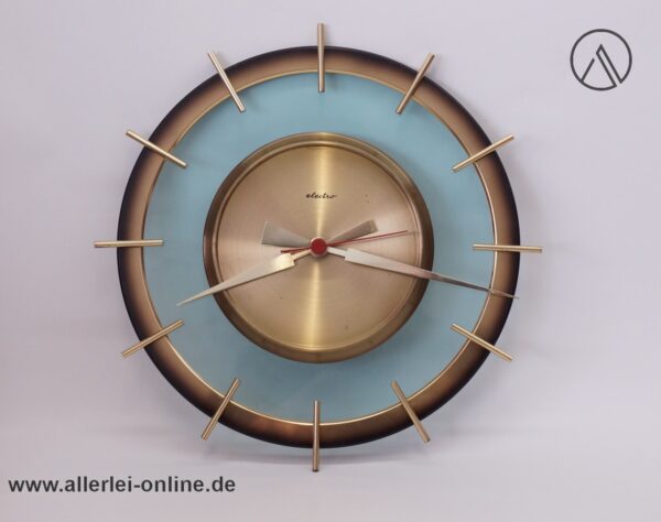 Glas Messing Uhr | Wanduhr | 50-60er Jahre Klassiker | Junghans Quarzwerk