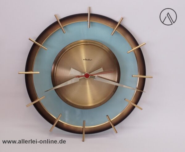 Messing Uhr mit Glas Rückwand | Wanduhr | 50-60er Jahre Klassiker | Junghans Quarzwerk