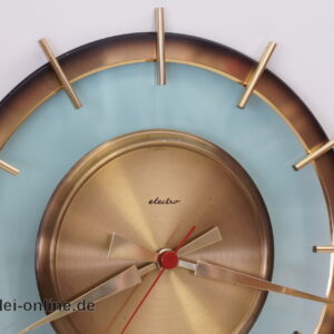 Glas Messing Uhr | Wanduhr | 50-60er Jahre Klassiker | Junghans - Quarzwerk