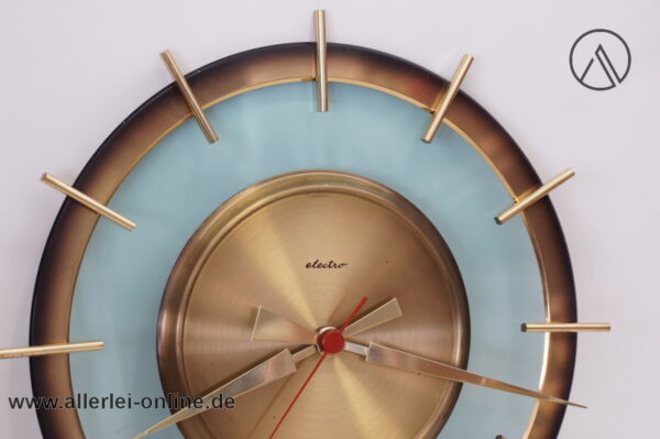 Glas Messing Uhr | Wanduhr | 50-60er Jahre Klassiker | Junghans - Quarzwerk