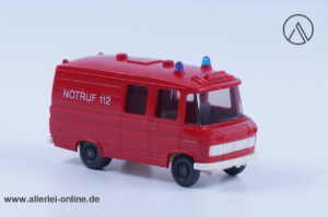 Vintage Wiking Modellautos | Mercedes-​​​​Benz L 406 Feuerwehr | Hochdach RTW - Notruf 112 | H0 - 1:87