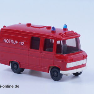 Vintage Wiking Modellautos | Mercedes-​​​​Benz L 406 Feuerwehr | Hochdach RTW - Notruf 112 | H0 - 1:87