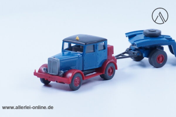Vintage Wiking | Hanomag ST 100 Tiefladezug | Veteran mit Tieflader | Blau | H0 - 1:87