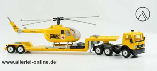 SIKU 3719 Super-Serie | ADAC Hubschrauber mit Ford Cargo Schwertransport Tieflader
