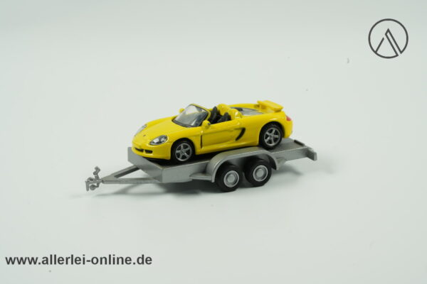 Schuco Modell | Porsche Cayenne mit PKW-Transport Anhänger & Porsche Carrera GT | 1/72 Junior-Line Metall-Edition
