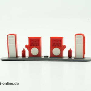 Wiking Zubehör | Tankstelle | Zapfsäulen rot/weiß/grau | H0 - 1:87