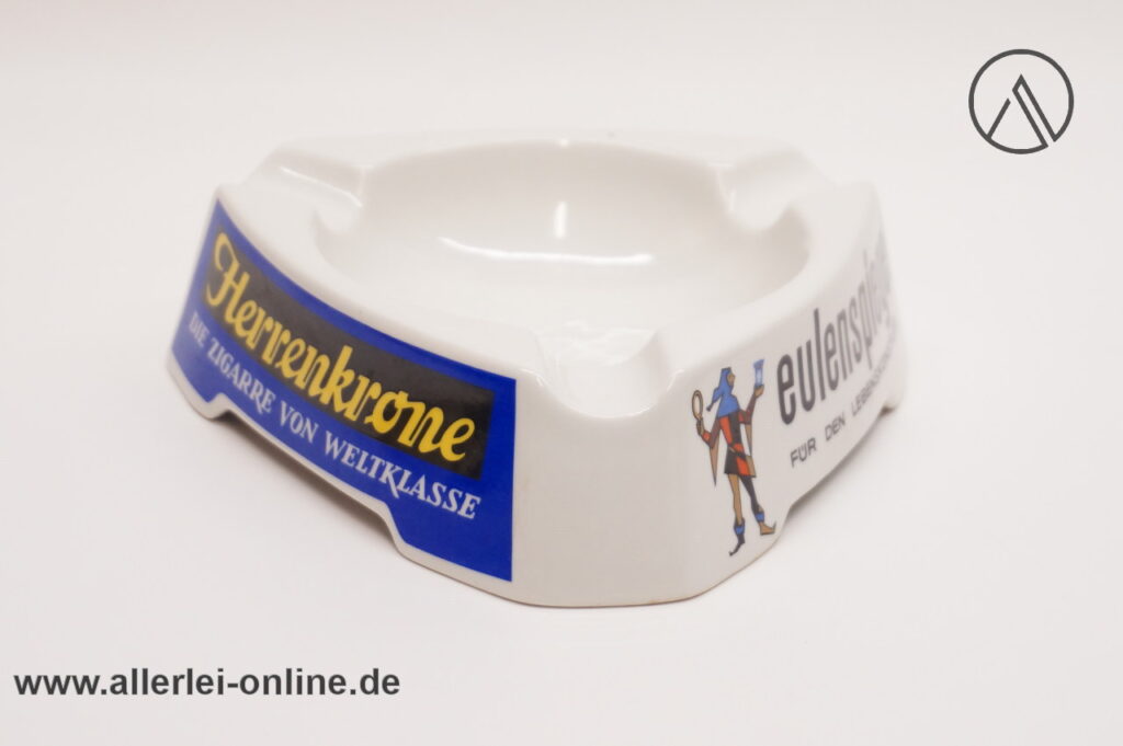 Fischer Deslau Coburg Porzellan Zigarren Aschenbecher | Weisse Eule | Herrenkrone | Eulenspiegel