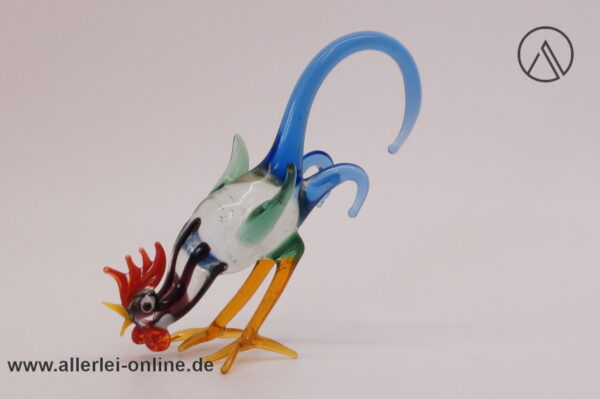 Buntes Glastier | Kampfhähne | Vintage Miniatur Glasfigur