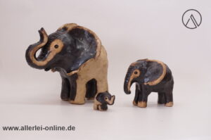 Vintage Keramik Elefanten Figuren Familie | Elefanten Herde | Keramikfigur