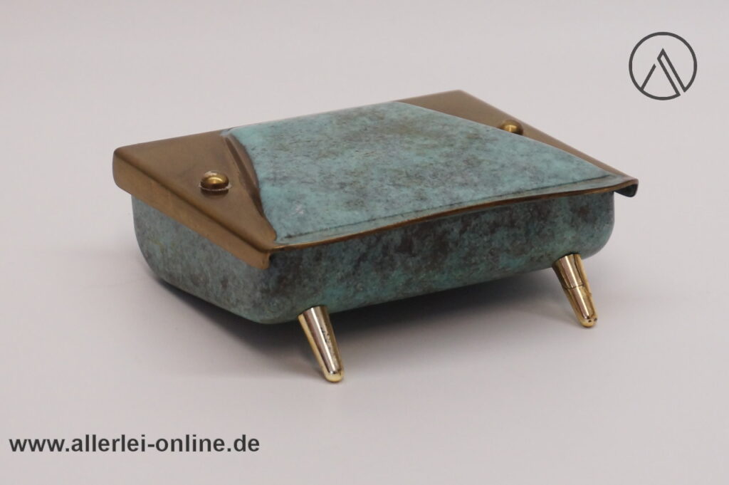 Zigarettenspender Tabakdose | Messing bronziert grün | 1950-60er Jahre | Klassiker midcentury Vintage