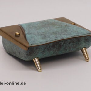 Zigarettenspender Tabakdose | Messing bronziert grün | 1950-60er Jahre | Klassiker midcentury Vintage