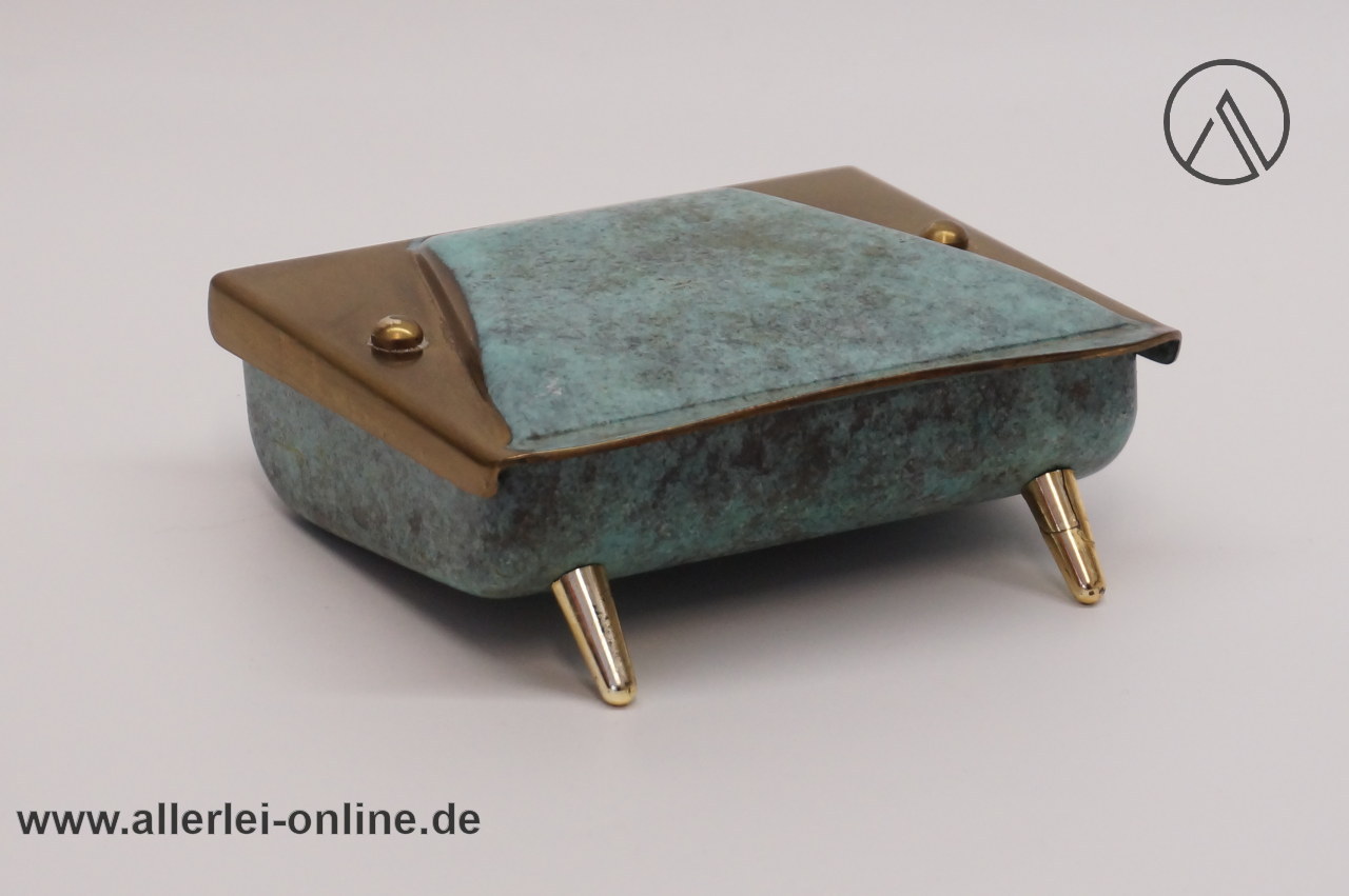Zigarettenspender Tabakdose | Messing bronziert grün | 1950-60er Jahre | Klassiker midcentury Vintage Zigarettenspender Tabakdose | Messing bronziert grün | 1950-60er Jahre | Klassiker midcentury Vintage