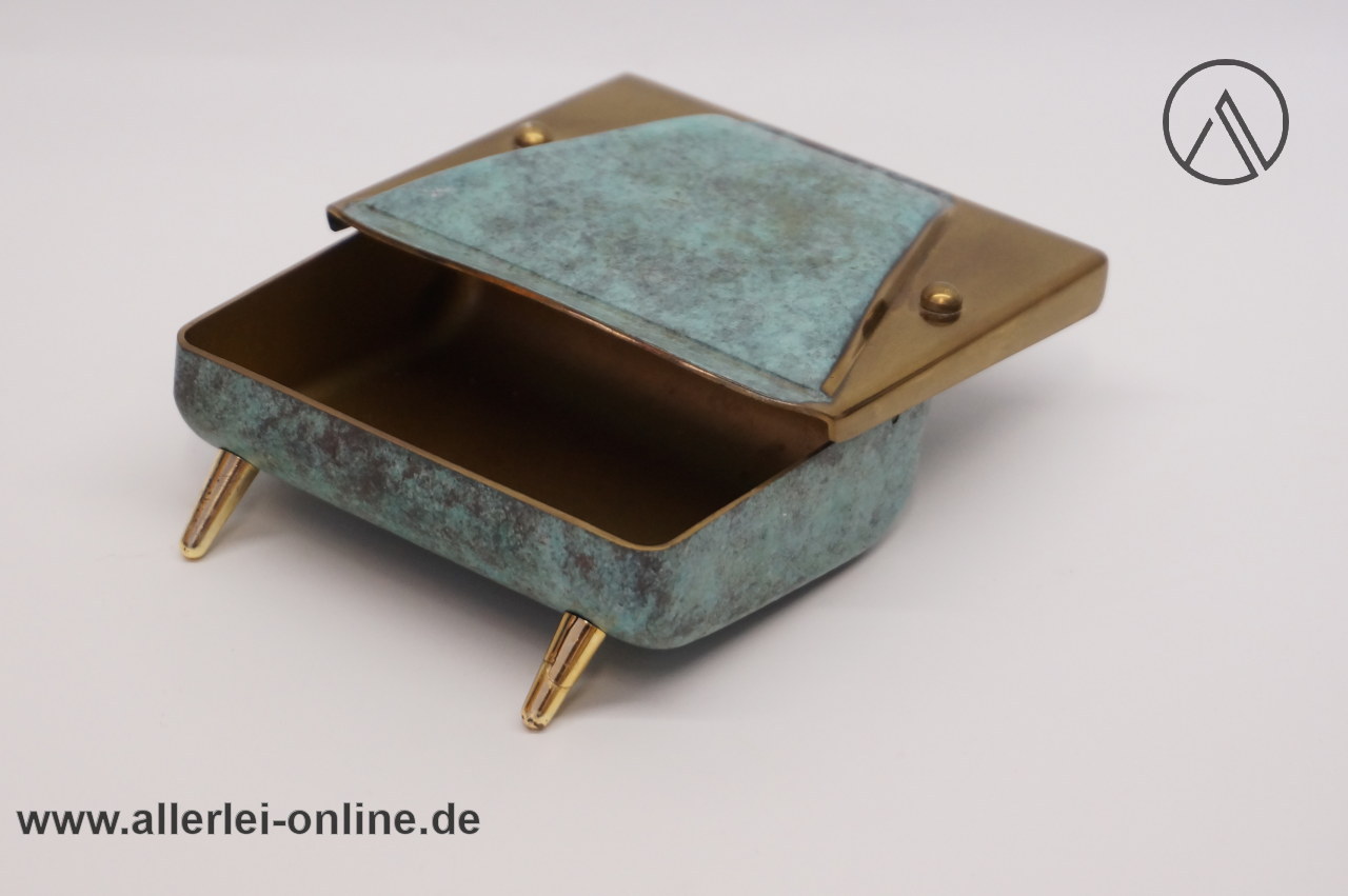 Zigarettenspender Tabakdose | Messing bronziert grün | 1950-60er Jahre Zigarettenspender Tabakdose | Messing bronziert grün | 1950-60er Jahre