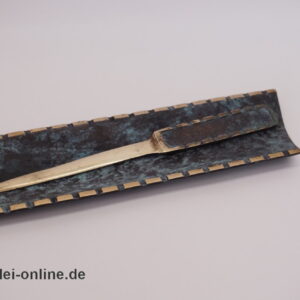 Schreibtisch Stift Ablage Brieföffner Set | Messing bronziert grün | 1950-60er Jahre | Klassiker midcentury Vintage