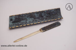 Schreibtisch Stift Ablage Brieföffner Set | Messing bronziert grün | 1950-60er Jahre | Klassiker midcentury