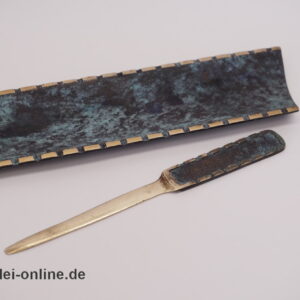 Schreibtisch Stift Ablage Brieföffner Set | Messing bronziert grün | 1950-60er Jahre | Klassiker midcentury