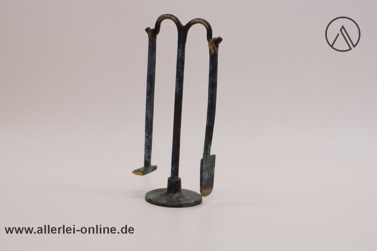 Bonsai Kakteen Werkzeugset Ständer | Rechen  Schaufel | Messing bronziert grün Bonsai Kakteen Werkzeugset Ständer | Rechen Schaufel | Messing bronziert grün