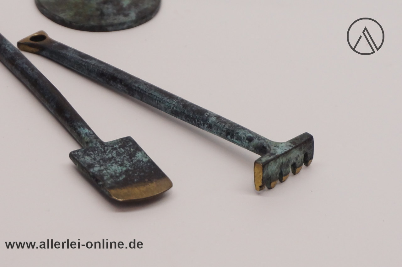 Bonsai Kakteen Werkzeugset Ständer | Rechen  Schaufel |  bronziert grün Bonsai Kakteen Werkzeugset Ständer | Rechen Schaufel | bronziert grün