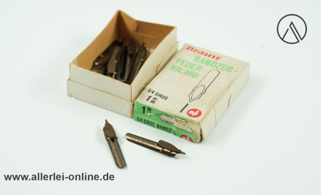 Brause Nr. 180 Bandzugfeder 1mm - 1/4 Gros | 12 Stück Vintage Bandzug Brause & Co. Iserlohn Federn