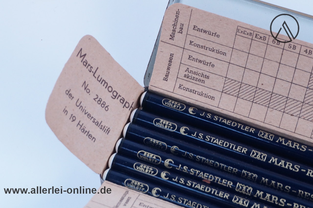 Staedtler Mars-Resisto 2954 violett | 12 Stück J.S. Staedtler Mars Resisto | Feinster Kopierstift | unbenutzt mit Blechdose Staedtler Mars-Resisto 2954 violett | 12 Stück J.S. Staedtler Mars Resisto | Feinster Kopierstift | unbenutzt mit Blechdose