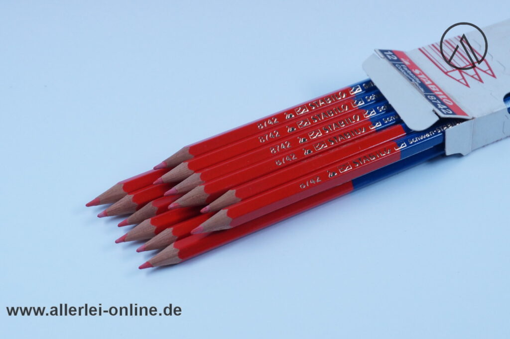 Schwan-Stabilo 8742 Rot/Blau Buntstift | 12 Stück Vintage DUO Korrektur-Farbstifte | unbenutzt mit OVP