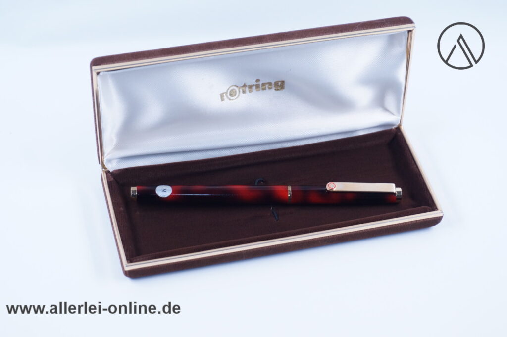 rOtring Füllhalter ,rot-marmoriert | Vintage Fountain Pen ,red-marble mit Etui