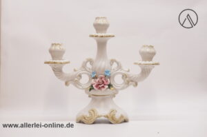 Capodimonte ,Italien Kerzenhalter | Kerzenleuchter mit Rosen im Barockstil