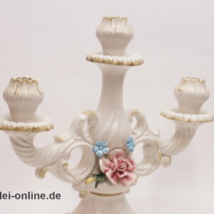 Capodimonte ,Italien 3-Armiger Kerzenhalter | Kerzenleuchter mit Rosen im Barockstil