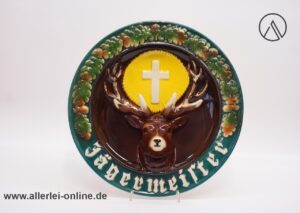 Jägermeister Keramik Wandteller | Ransbach Keramik Westerwald | Vintage 50-60er Jahre Werbeträger