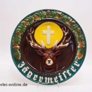Jägermeister Keramik Wandteller | Ransbach Keramik Westerwald | Vintage 50-60er Jahre Werbeträger