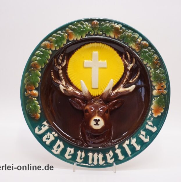 Jägermeister Keramik Wandteller | Ransbach Keramik Westerwald | Vintage 50-60er Jahre Werbeträger