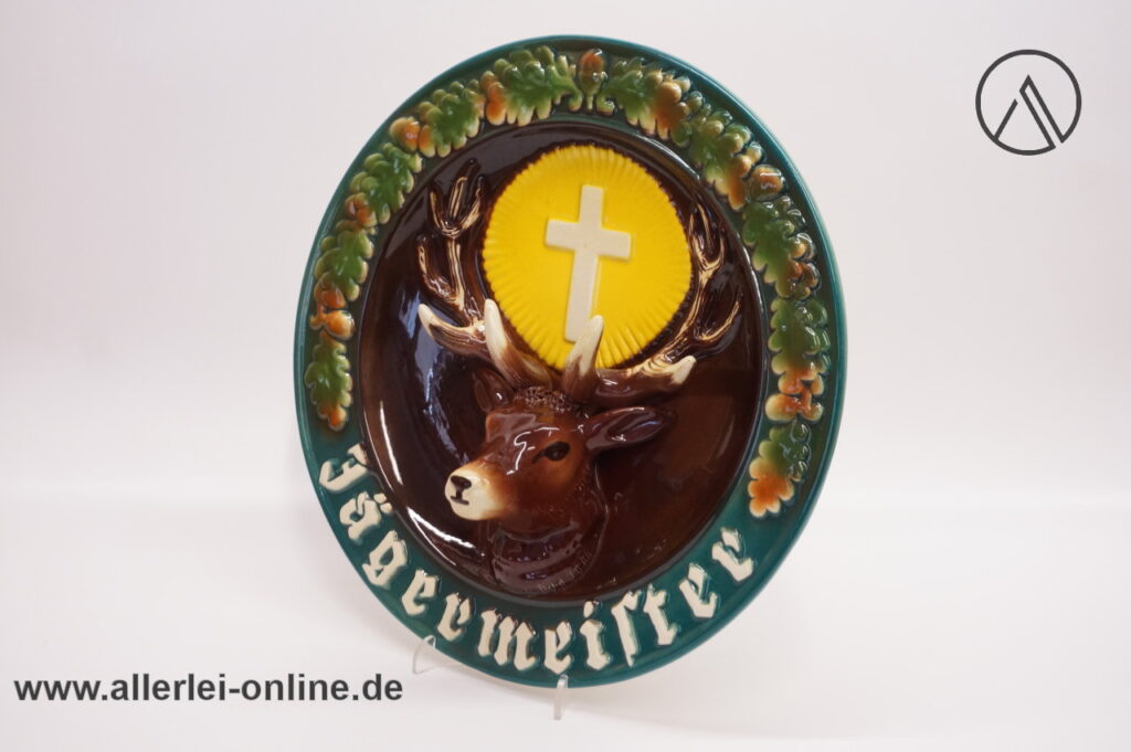 Jägermeister Keramik Wandteller | Manufaktur Ransbach Keramik (Westerwald) | Vintage 50-60er Jahre