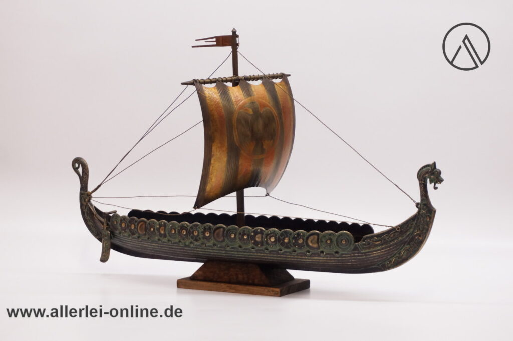 EDWARD AAGAARD Wikinger Schiff - 43 cm | Vintage Bronze / Messing Wikingerschiff für Iron Art Copenhagen Denmark