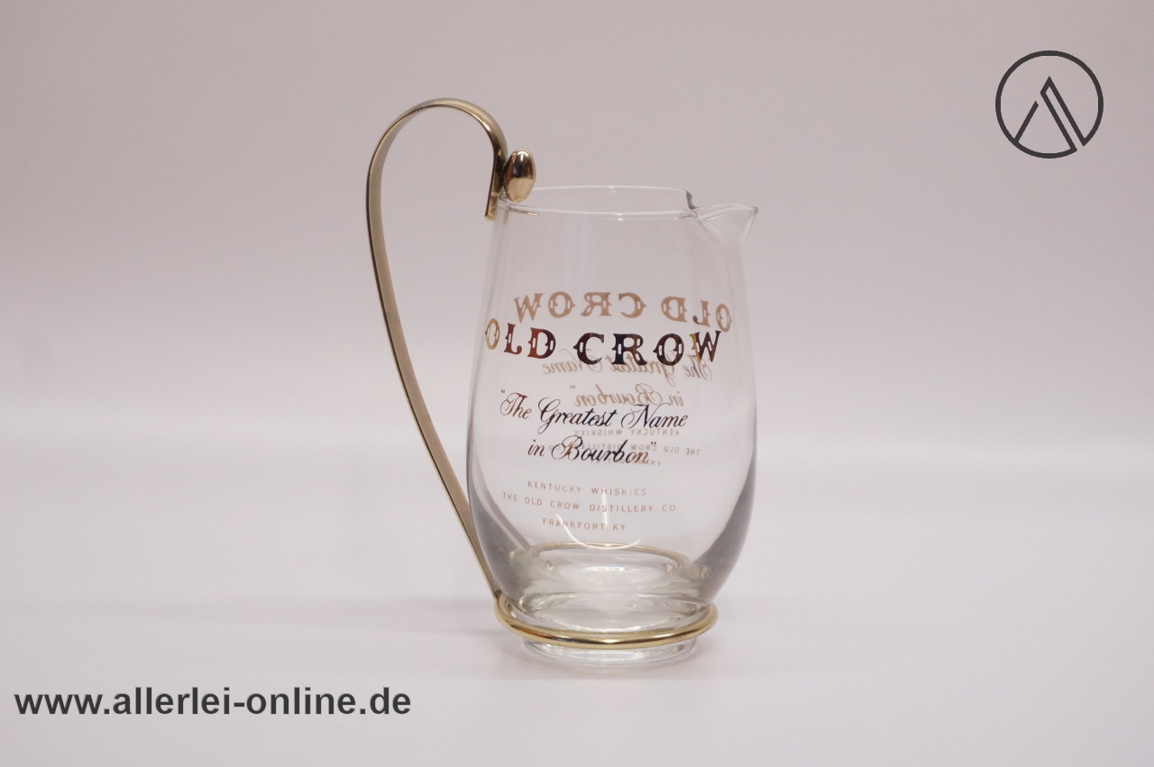 OLD CROW Kentucky Bourbon Whiskey Glaskrug | Vintage Glas Krug Karaffe mit Metall Montur OLD CROW Kentucky Bourbon Whiskey Glaskrug | Vintage Glas Krug Karaffe mit Metall Montur