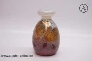 Joska Waldglashütte Bodenmais Glas Vase | Blumenvase | Handbemalt mit Libelle und Blattwerk | 17,5 cm