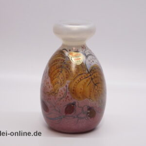 Joska Waldglashütte Bodenmais Glas Vase | Blumenvase | Handbemalt mit Libelle und Blattwerk | 17,5 cm