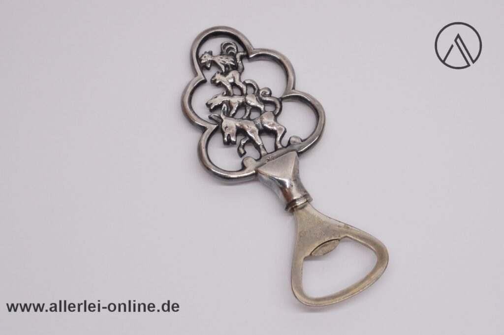Bremer Stadtmusikanten Flaschenöffner ,versilbert | Vintage Pfeilring Solingen Öffner 7355