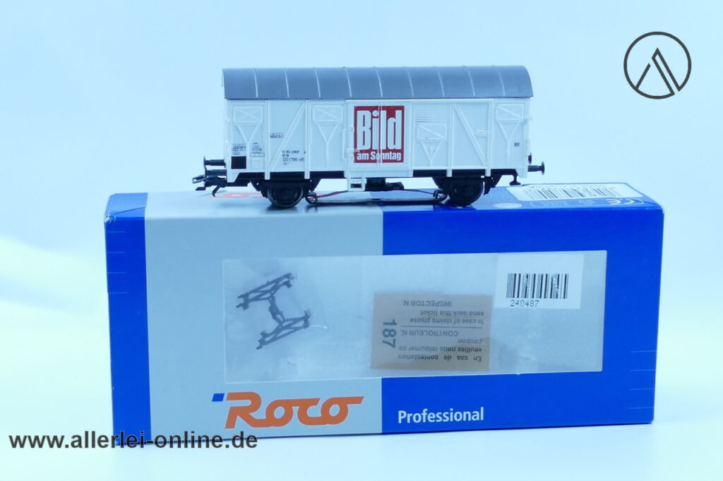 Roco H0 | Bild am Sonntag - Schlußwagen mit LED Licht | 2-Achs AC Güterwagen mit EVP