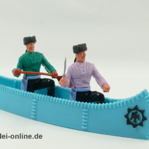 Timpo Toys | Kanu tnürkis mit 2 Trapper| Vintage Timpo Toys Steckfigur