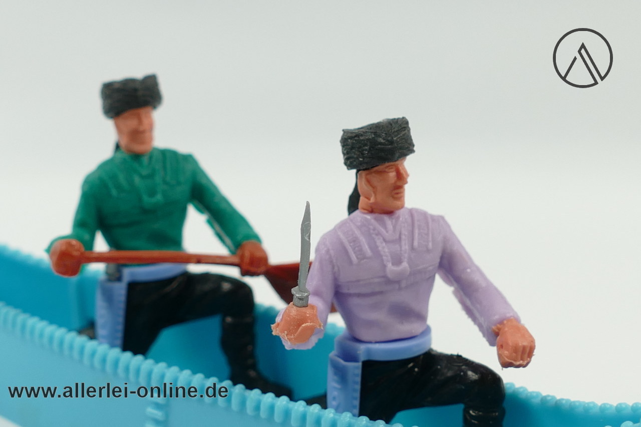 Timpo Toys | Kanu tnürkis mit 2 Trapper| Vintage Timpo Toys Steckfigur nah Timpo Toys | Kanu tnürkis mit 2 Trapper| Vintage Timpo Toys Steckfigur nah