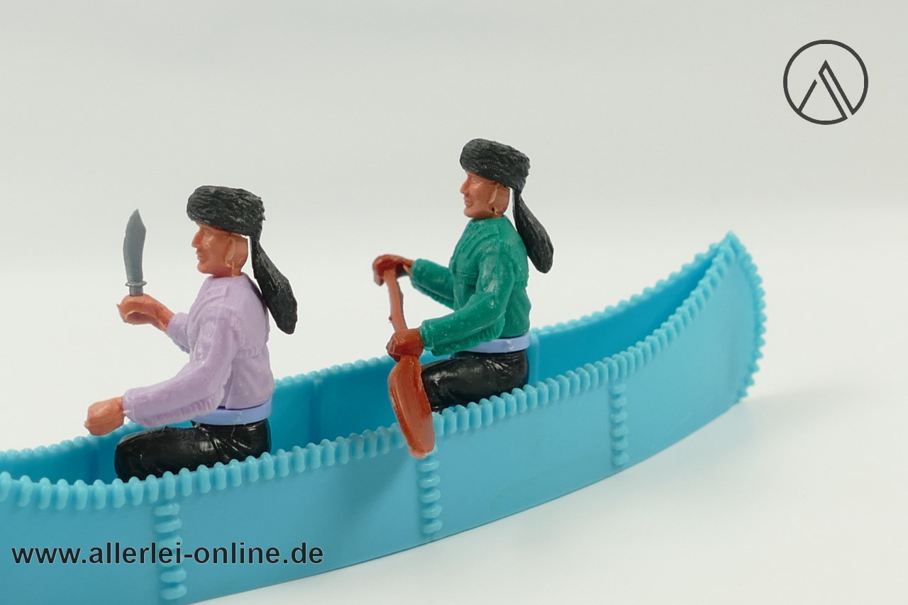 Timpo Toys | Kanu tnürkis mit 2 Trapper| Vintage Timpo Toys Steckfigur seite Timpo Toys | Kanu tnürkis mit 2 Trapper| Vintage Timpo Toys Steckfigur seite