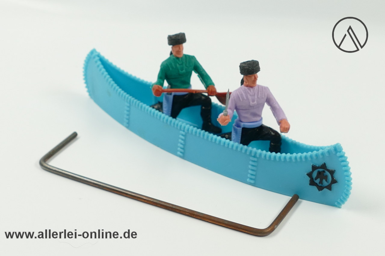 Timpo Toys | Kanu tnürkis mit 2 Trapper| Vintage Timpo Toys Steckfigur mit Stange Timpo Toys | Kanu tnürkis mit 2 Trapper| Vintage Timpo Toys Steckfigur mit Stange