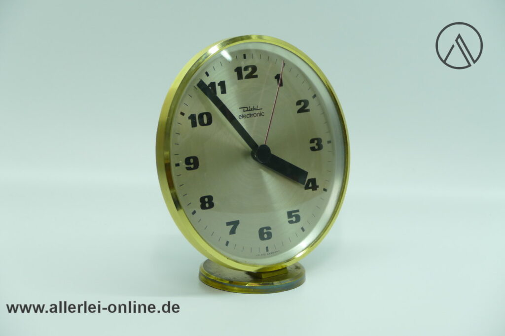 Diehl electronic Tischuhr | LIC ATO Germany mit Junghans Uhrwerk W726a | 60er Jahre Messing Uhr
