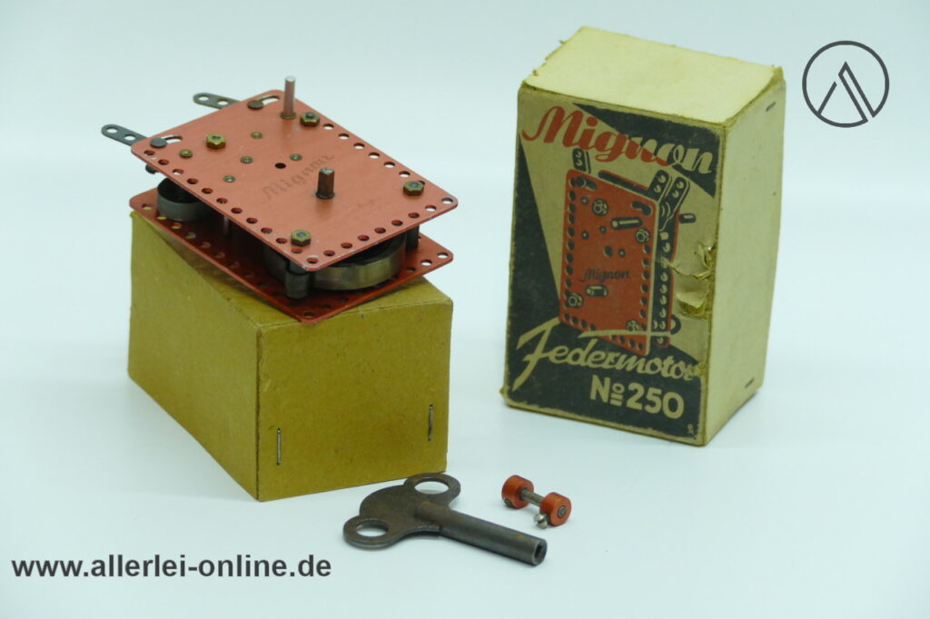 Mignon Federmotor Nr. 250 | Federwerk Getriebemotor | 50er Jahre Mignon Motor mit Originalkarton