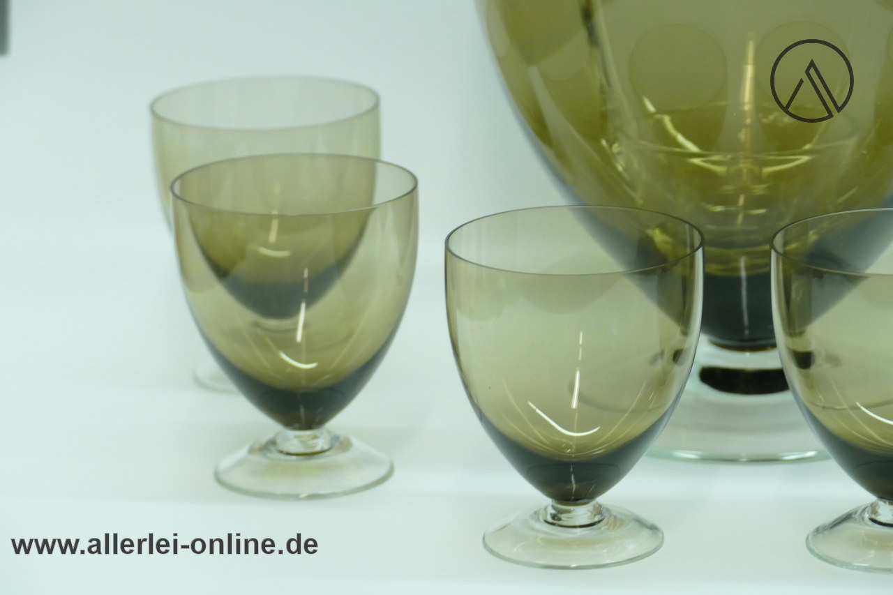 Rauchglas Bowle-Service mit 6 Rauchglas-Kelchgläser und Kelle aus Glas | 50-60er Jahre Schott Zwiesel Glas | Heinrich Löffelhardt Design Rauchglas Bowle-Service mit 6 Rauchglas-Kelchgläser und Kelle aus Glas | 50-60er Jahre Schott Zwiesel Glas | Heinrich Löffelhardt Design