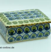 Bunzlau Poland Keramik | Dose - Deckeldose | Bonbonniere | Pfauenauge Dekor